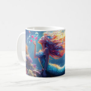Farbige Unterwasser-Meerjungfrau-Illustration Kaffeetasse