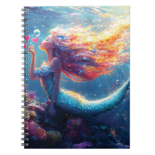 Farbige Unterwasser-Meerjungfrau-Illustration Notizblock