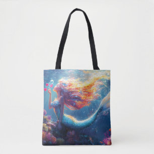 Farbige Unterwasser-Meerjungfrau-Illustration Tasche