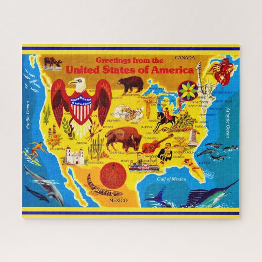Farbige USA-Karte 16x20 Puzzle (Horizontal)