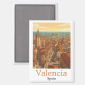 Farbige Valencia Spanien Vintage Reise Magnet (Vorderseite/Rückseite)