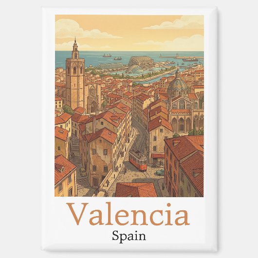 Farbige Valencia Spanien Vintage Reise Magnet (Vorderseite)