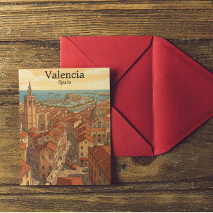 Farbige Valencia Spanien Vintage Reise Postkarte