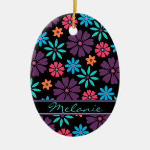 Farbige Vector Blume Muster Namensplatte Keramik Ornament