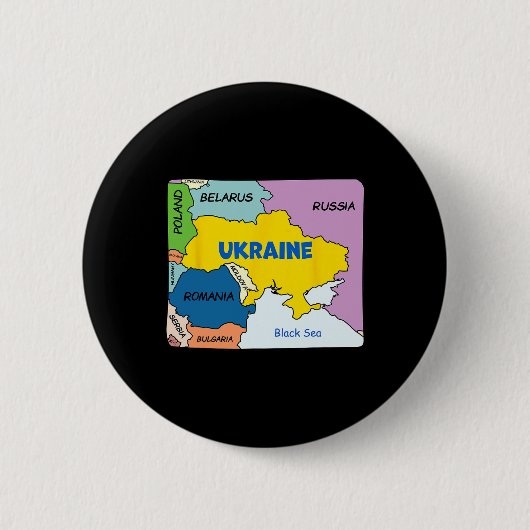 Farbige vereinfachte Ukraine-Karte Button (Vorderseite)