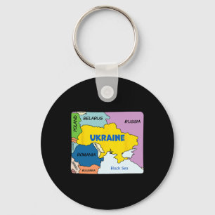 Farbige vereinfachte Ukraine-Karte  Schlüsselanhänger