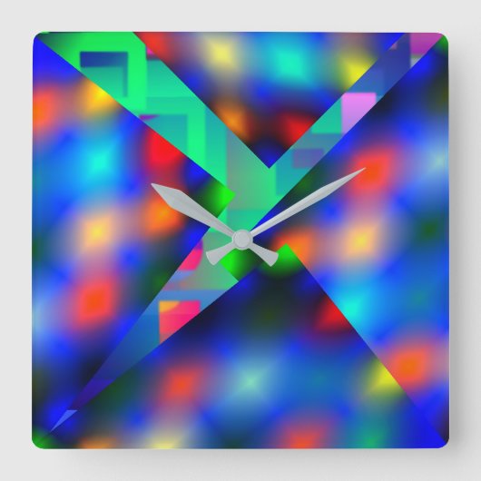 Farbige verschwommene Lichter, abstrakt umhüllt Quadratische Wanduhr (Vorderseite)