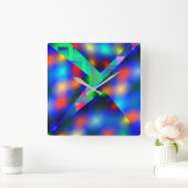 Farbige verschwommene Lichter, abstrakt umhüllt Quadratische Wanduhr (Zuhause)