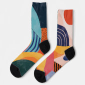 Farbige vertikale abstrakte Linienmuster Socken (Linkes Detail)