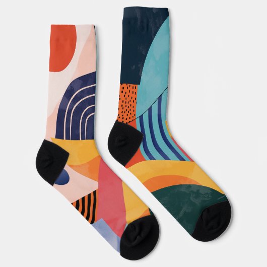 Farbige vertikale abstrakte Linienmuster Socken (Rechts)