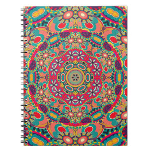 Farbige Verzierte Kaleidoskop-Mandala-Muster Notizblock