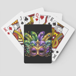 FARBIGE VERZIERTE MARDI GRAS MASKE & FEDERN SPIELKARTEN