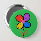 Farbige vierblättrige Kleeblatt-Blumen-Handzeichnu Button (Vorne & Hinten)