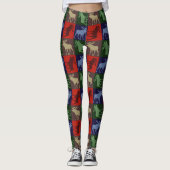 Farbige Vierquadrat-Elche-Muster Leggings (Vorderseite)