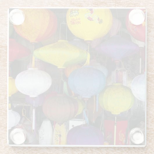 Farbige vietnamesische Laternen Glasuntersetzer (Rückseite)