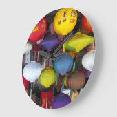 Farbige vietnamesische Laternen Große Wanduhr (Winkel)