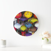 Farbige vietnamesische Laternen Große Wanduhr (Zuhause)