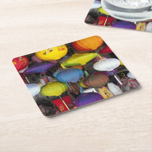 Farbige vietnamesische Laternen Rechteckiger Pappuntersetzer (angewinkelt)