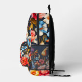 Farbige Vintage Abstrakte Blume Collage Bedruckter Rucksack (Rechts)