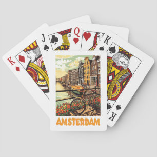 Farbige Vintage Amsterdam Holland Kanal Stadt Spielkarten