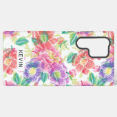 Farbige Vintage Blume Muster Monogramm Samsung Galaxy Hülle (Rückseite (Horizontal))