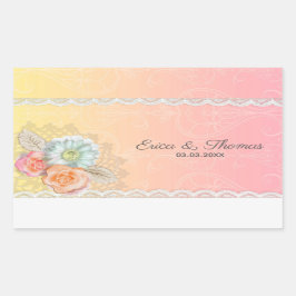 Farbige Vintage Blume und Spitzen Rechteckiger Aufkleber