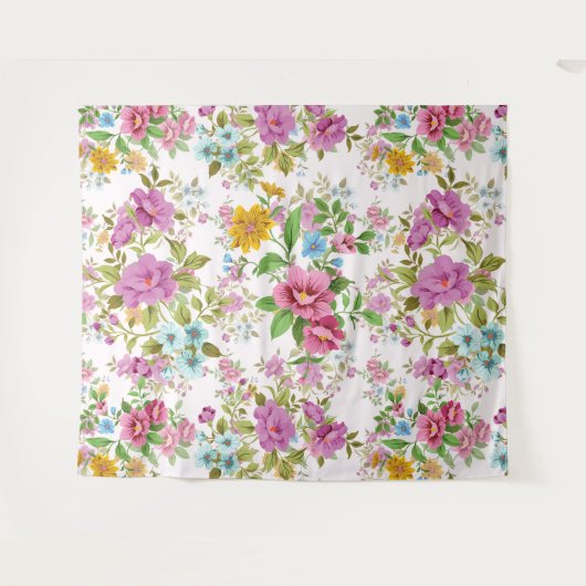 Farbige Vintage Blume Wandteppich (Vorderseite (Horizontal))