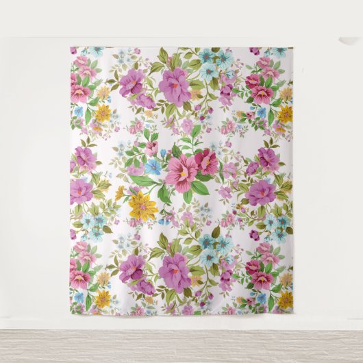 Farbige Vintage Blume Wandteppich (Vorderseite)