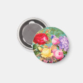 Farbige Vintage Blumendrucke Magnet (Vorderseite/Rückseite)