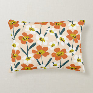 Farbige, Vintage Blumenmuster. Dekokissen