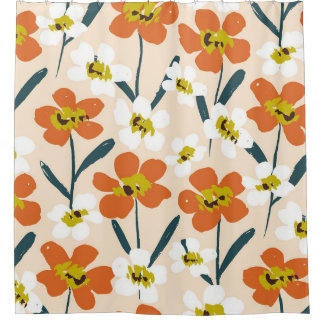 Farbige, Vintage Blumenmuster. Duschvorhang