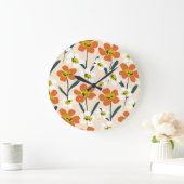 Farbige, Vintage Blumenmuster. Große Wanduhr (Zuhause)