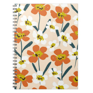 Farbige, Vintage Blumenmuster. Notizblock