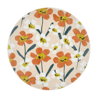 Farbige, Vintage Blumenmuster. Schneidebrett