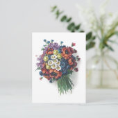 Farbige Vintage Blumenstrauß Postkarte (Stehend Vorderseite)