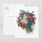 Farbige Vintage Blumenstrauß Postkarte (Vorne/Hinten)