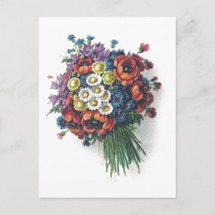 Farbige Vintage Blumenstrauß Postkarte