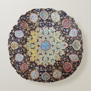 Farbige Vintage BlütenMandala Persischer Rug Rundes Kissen