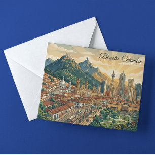Farbige Vintage Bogota Kolumbien Reise Kunst Postkarte