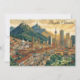 Farbige Vintage-Bogota-Kolumbien-Reisekunst Karte