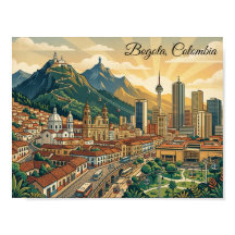 Farbige Vintage-Bogota-Kolumbien-Reisekunst