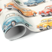 Farbige Vintage Cars - Geschenkpapier (Rolleneckpunkt)