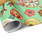 Farbige Vintage Chicks & Blume Ostermuster Geschenkpapier (Rolleneckpunkt)