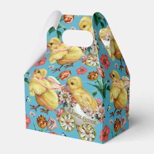 Farbige Vintage Chicks & Blume Ostermuster Geschenkschachtel