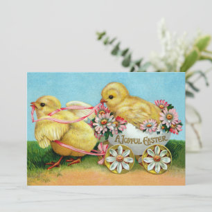 Farbige Vintage Chicks & Blume Ostern Feiertagskarte
