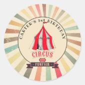 Farbige Vintage Circus Personalisiert Party Aufkle Runder Aufkleber (Vorderseite)
