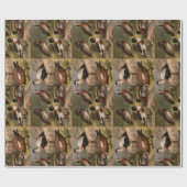 Farbige Vintage Entenmalerei Geschenkpapier (Flach)