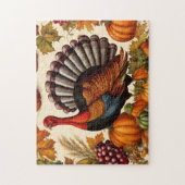 Farbige Vintage Erntedank Ernte und Türkei Puzzle (Vertikal)