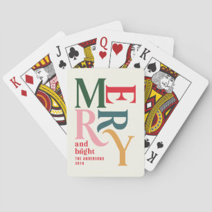 Farbige vintage frohe weihnachten retro weihnachte spielkarten