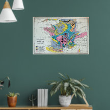 Farbige Vintage geografische Karte Frankreichs, 18